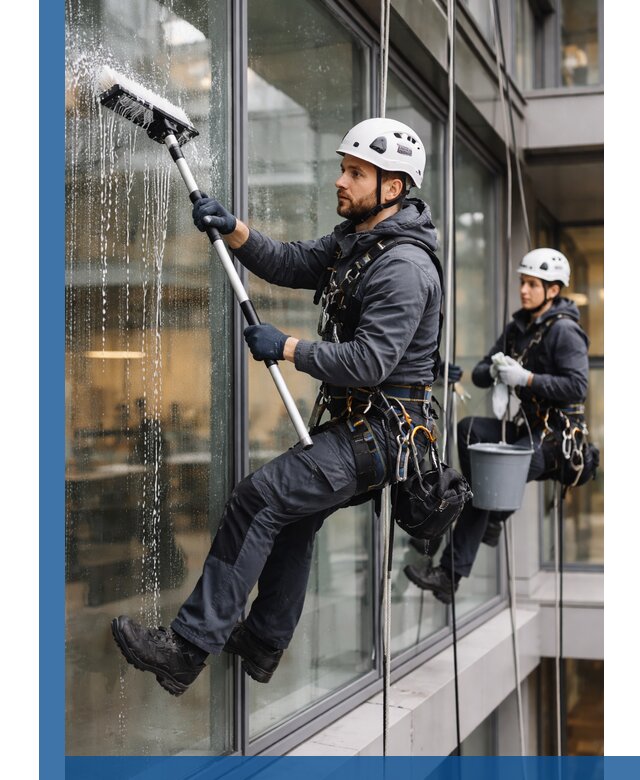 Профессиональная мойка витражей промышленными альпинистами в Светлограде