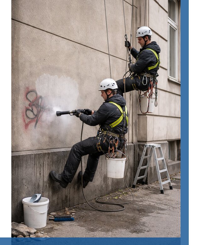 Удаление граффити с фасада в Светлограде от 4571 р. | ВЫСОТНИК-Свт