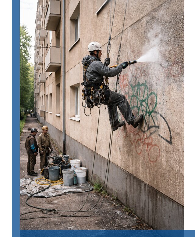 Удаление граффити с фасада в Светлограде без следов и повреждений