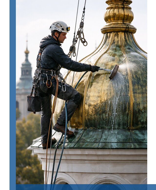 Профессиональная мойка куполов и шпилей высотными альпинистами в Светлограде