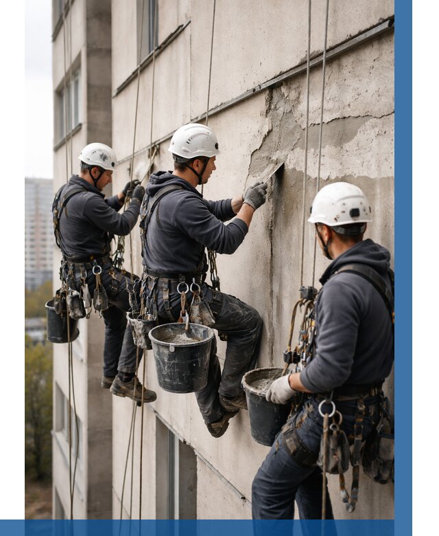 Ремонт бетонных элементов фасада в Светлограде от 2540 р. | ВЫСОТНИК-Свт