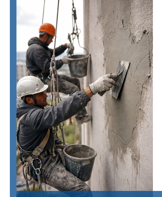 Штукатурка фасада на высоте в Светлограде профессиональные работы