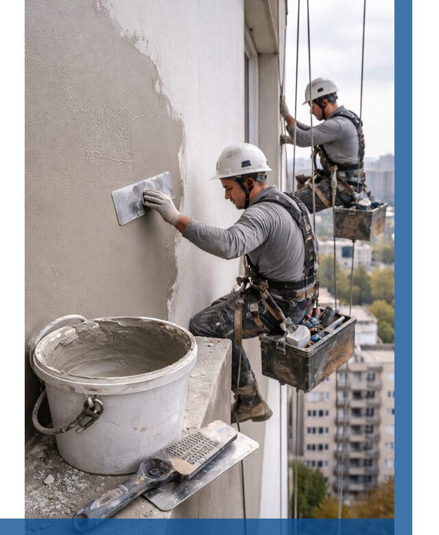 Шпаклевка фасада на высоте в Светлограде от 711 р. | ВЫСОТНИК-Свт