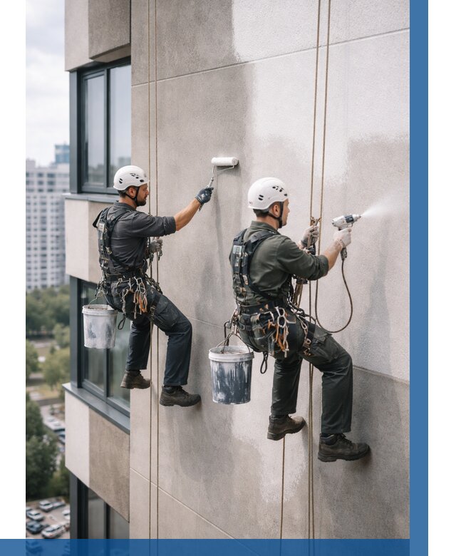 Покраска фасада альпинистами в Светлограде от 305 р. | ВЫСОТНИК-Свт