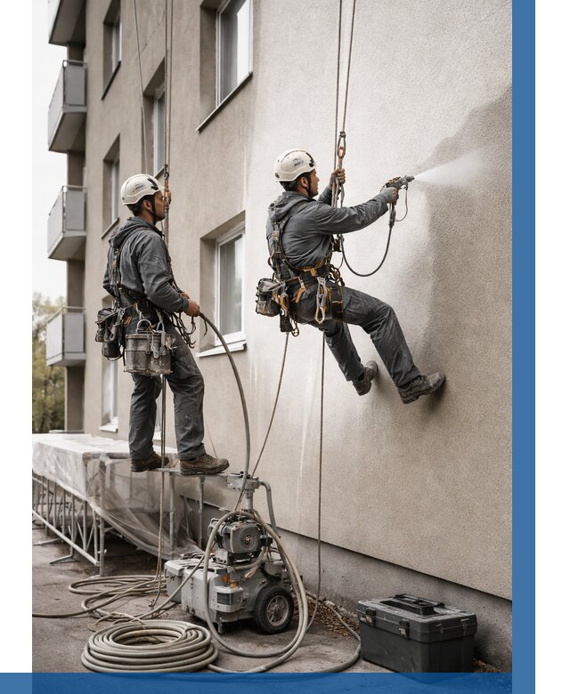 Безвоздушная покраска фасада в Светлограде от 223 р/м² | ВЫСОТНИК-Свт