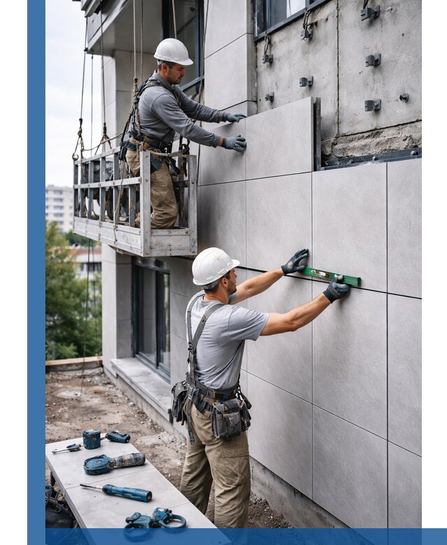 Монтаж керамогранита на фасад в Светлограде под ключ с гарантией качества