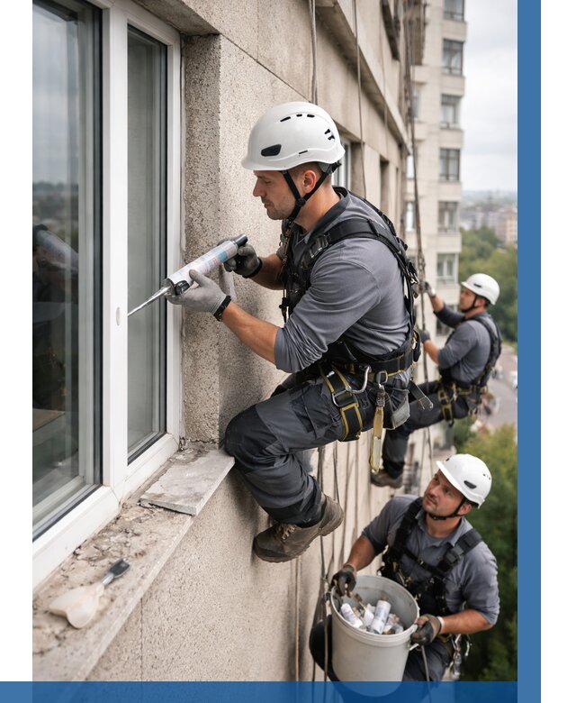 Герметизация оконных швов снаружи в Светлограде от 1524 р. | ВЫСОТНИК-Свт