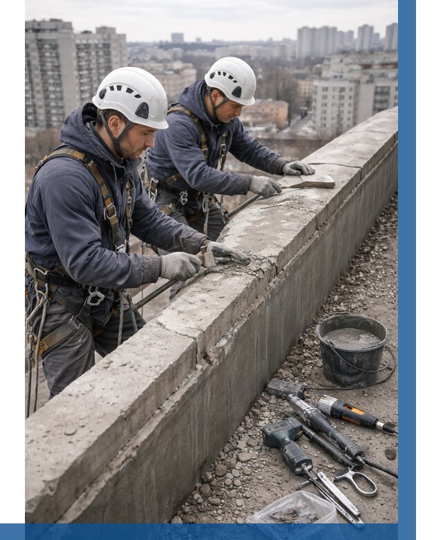 Ремонт парапета на кровле в Светлограде от 1524 р. | ВЫСОТНИК-Свт