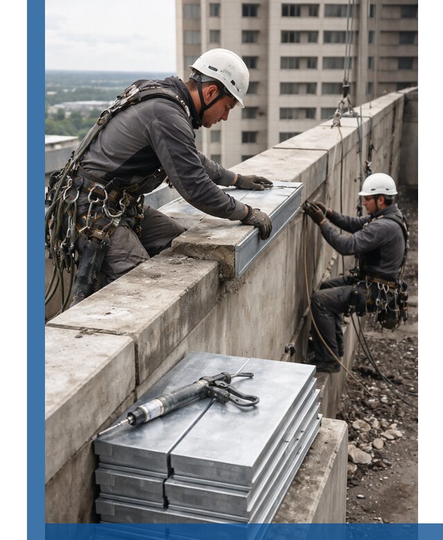 Замена парапетных крышек и установка новых в Светлограде