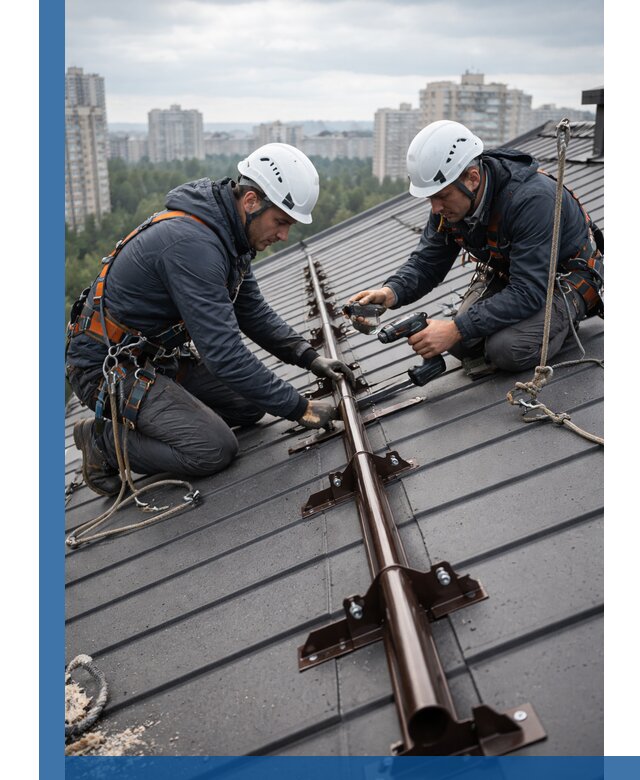 Монтаж снегозадержателей на кровле зданий в Светлограде под ключ