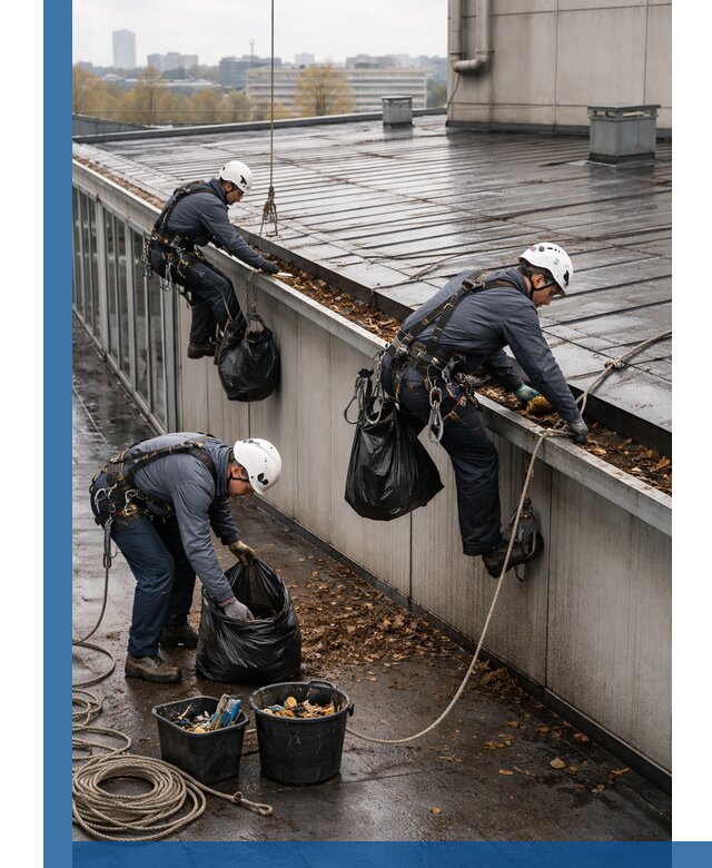 Очистка кровли по периметру в Светлограде силами промышленных альпинистов