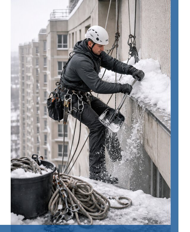 Очистка карнизов от снега в Светлограде от 305 р. | ВЫСОТНИК-Свт