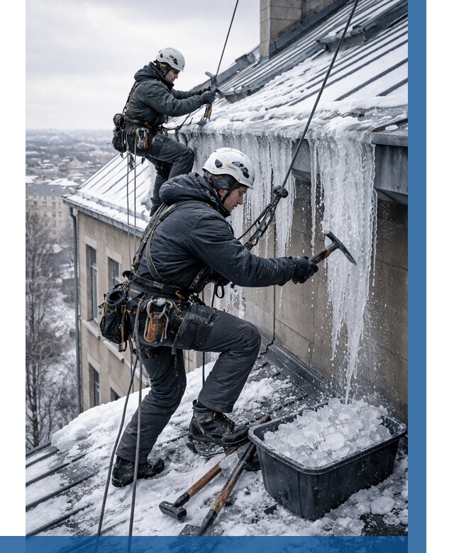 Удаление наледи с кровли в Светлограде от 5587 р. | ВЫСОТНИК-Свт