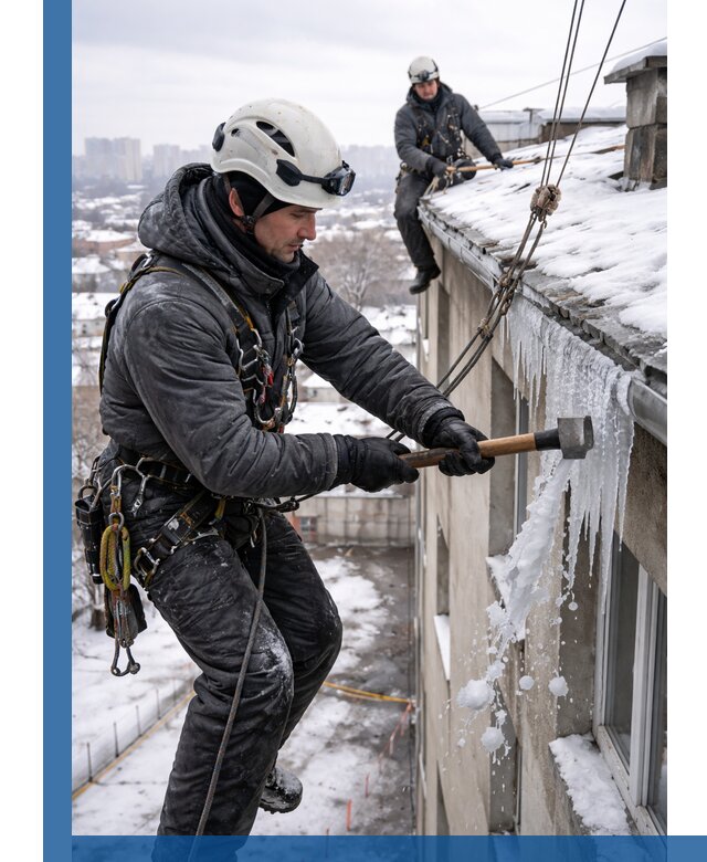 Сбивание и удаление сосулек с крыши в Светлограде безопасно