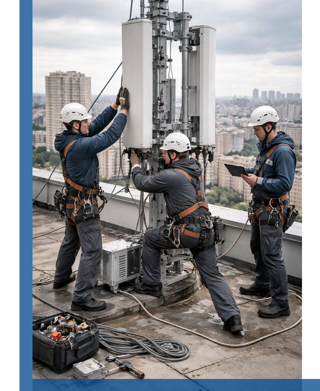 Монтаж антенн связи на крыше в Светлограде с вводом в эксплуатацию