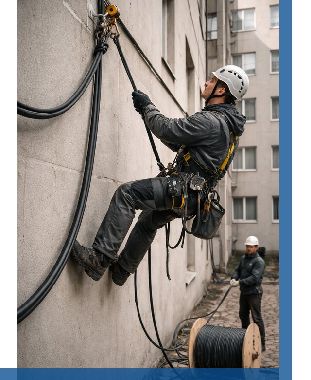 Протяжка кабеля питания на высоте в Светлограде от 457 р. | ВЫСОТНИК-Свт