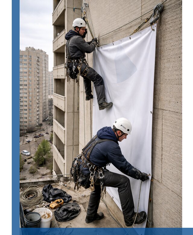 Профессиональный монтаж баннеров на фасаде в Светлограде