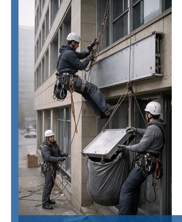 Демонтаж рекламной вывески с высотными работами в Светлограде