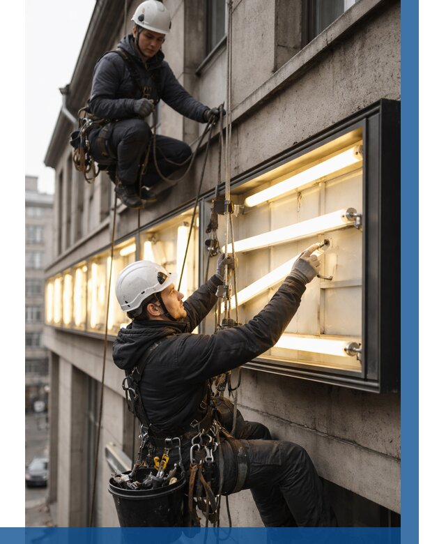 Замена ламп в вывеске в Светлограде под ключ от 3555 р. | ВЫСОТНИК-Свт