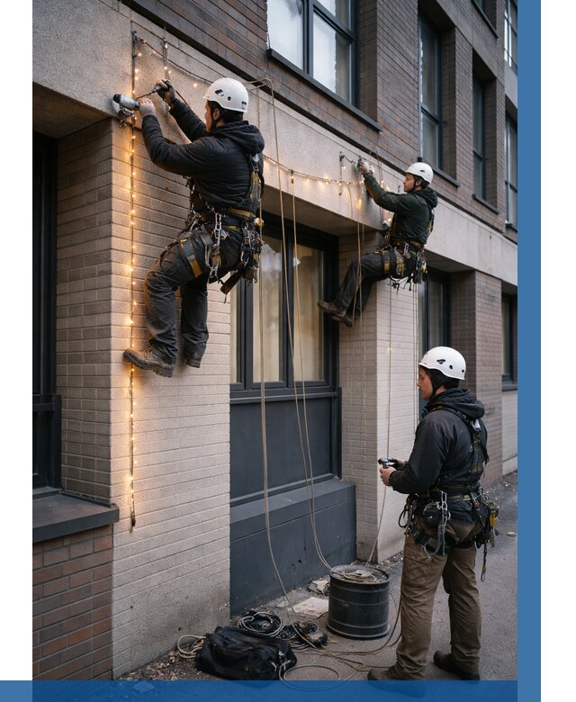 Монтаж гирлянд на фасаде в Светлограде от 3555 р. | ВЫСОТНИК-Свт