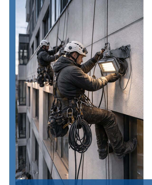 Монтаж фасадного освещения в Светлограде установка и подключение