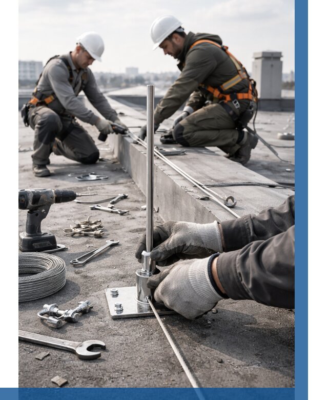 Монтаж молниезащиты на кровле в Светлограде цена от 25395 р. | ВЫСОТНИК-Свт