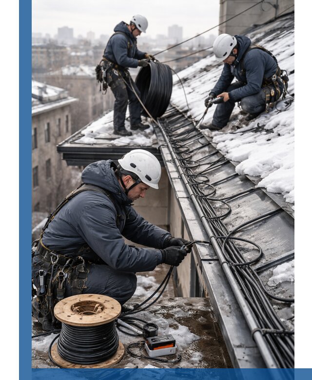 Монтаж греющего кабеля на кровле в Светлограде под ключ