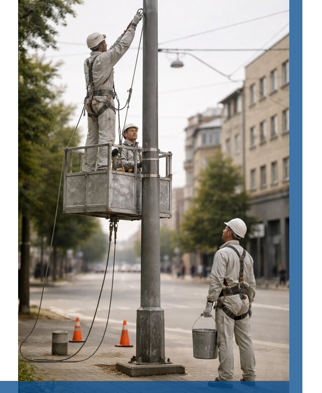 Покраска опор освещения в Светлограде от 5079 р. | ВЫСОТНИК-Свт