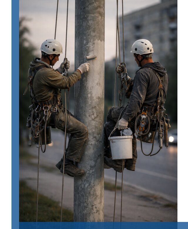 Покраска опор освещения и антикоррозийная защита в Светлограде