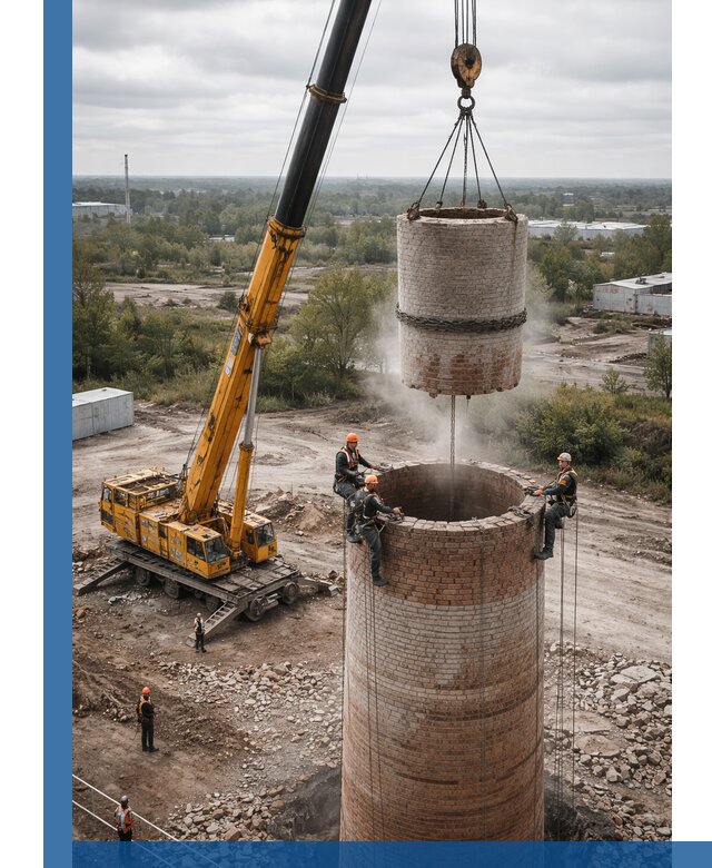Демонтаж дымовой трубы в Светлограде с гарантиями безопасности