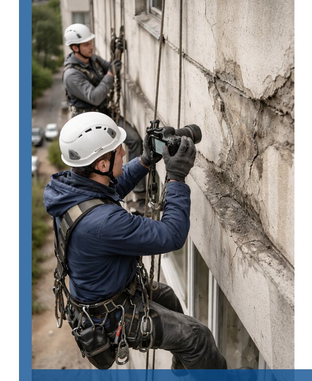 Фотофиксация дефектов фасада с высотной съемкой в Светлограде