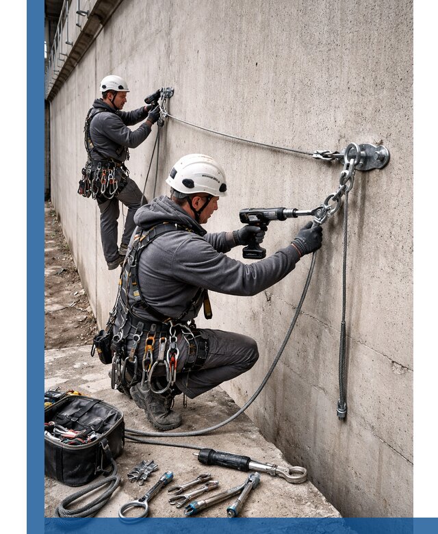 Монтаж анкерных линий высотной безопасности в Светлограде